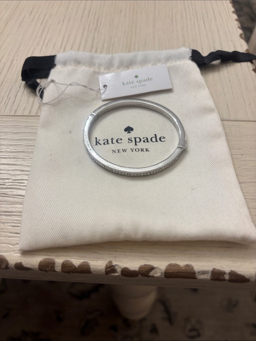 kate spade silver crystal-accent bangle bracelet